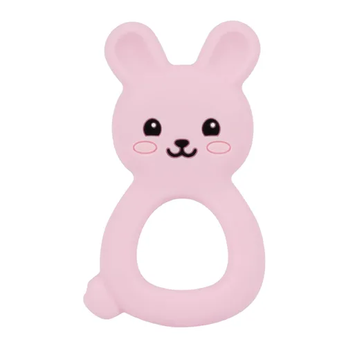 Vista 5 de Mordedor de conejo para bebé, juguete de silicona de grado alimenticio para bebés de 0 a 24 meses, juguete masticable de fácil agarre con orejas