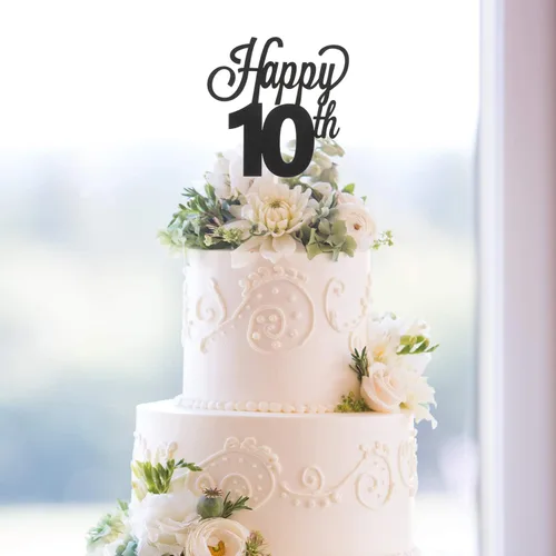 Vista 4 de LINGTEER - Decoración para pastel con texto "Happy Birthday 100", color negro