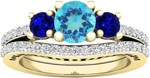 Vista 2 de Dazzlingrock Collection - Juego de anillos de compromiso para mujer (14 quilates, 0.217in, oro amarillo)