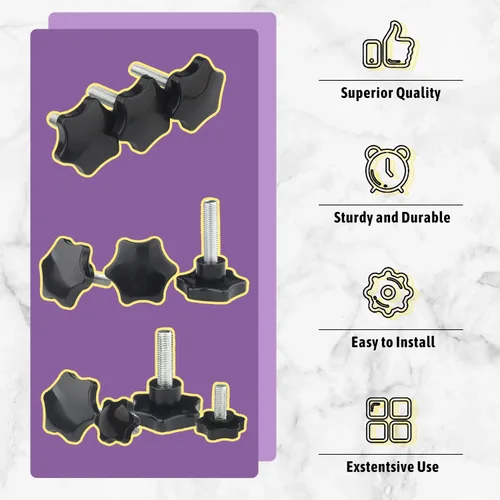 Vista 6 de MroMax 1 unids M5x30mm Star Handle Perilla Rosca Reemplazo Tornillo de apriete Desmontaje Rápido Piezas de Repuesto Mango de Sujeción Agarre