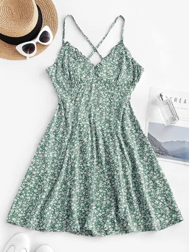 Vista 2 de ZAFUL Vestido de playa sin mangas para mujer con tirantes de espagueti.
