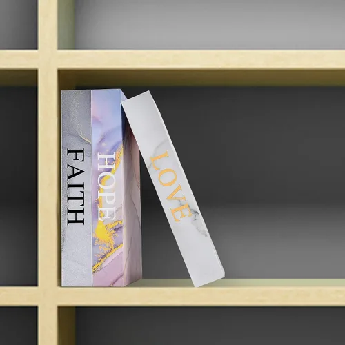 Vista 4 de Cajas de libros de imitación decorativas para el hogar: juego de 3 para mesa de entrada, mesa de café, decoración de estantería con cierre magnético
