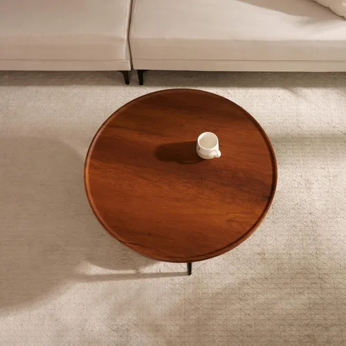 Vista 21 de Saint Mossi - Mesa de café moderna para sala de estar, mesa de café redonda de mediados de siglo, mesa central de 2 niveles para espacios pequeños