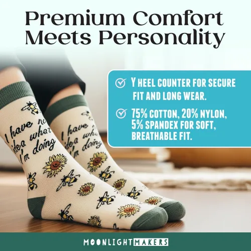 Vista 9 de Moonlight Makers Funny Colored Socks, Novelty Socks, Stocking Stuffer, Unisex Socks