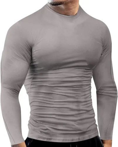 Vista 32 de Camisas de compresión atléticas de manga larga para hombre, capa base, camisa de entrenamiento atlético, camisas de compresión, camisetas deportivas