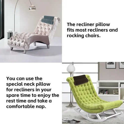 Vista 5 de Almohada cervical para sillón reclinable (22 x 14 pulgadas), rollo de cuello de lana ajustable, cojín antideslizante para reposacabezas para sofá