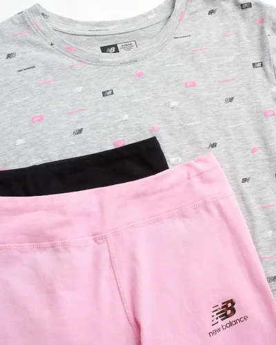 Vista 3 de New Balance Conjunto de leggings activos para niñas camiseta de 3 piezas y leggings