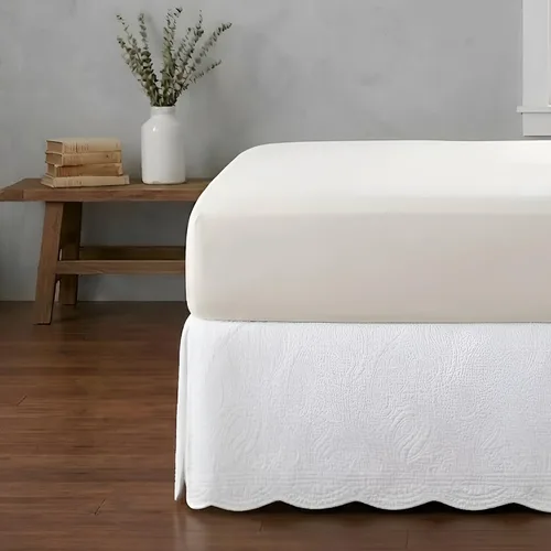 Vista 6 de Greenland Home Falda de Cama Acolchada Paisley, Individual, Blanco