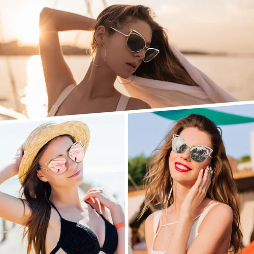 Vista 2 de GQUEEN Trendy Oversized Sunglasses for Women Polarized Cat Eye Cute UV400 Protection