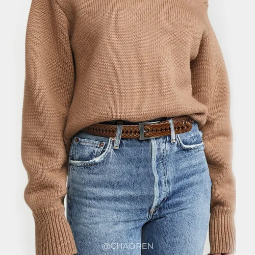 Vista 4 de CHAOREN Cinturones trenzados de cuero para hombre, cinturón de cuero tejido casual de 1 18 pulgadas para pantalones de vestir