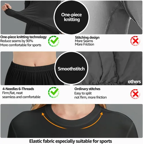 Vista 4 de UNIQUEBELLA Conjunto de ropa interior térmica para mujer, conjunto de capa base larga para mujer, conjunto de ropa interior atlética