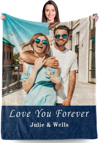 Vista 13 de Manta personalizada con fotos, regalos personalizados para el día de San Valentín para él y ella, mantas personalizadas de franela suave