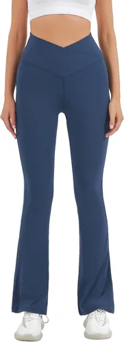 Vista 120 de HEGALY Pantalones de yoga acampanados para mujer, leggings cruzados, suaves, de cintura alta, pantalones casuales de entrenamiento con corte de bota