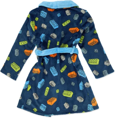 Vista 3 de LEGO Bata de pijama para niños, conjunto de bata y pantuflas, estampado azul marino, talla 45 a 1012