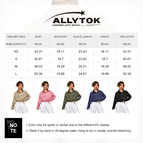 Vista 6 de Allytok Chaqueta corta con capucha y cremallera para mujer, chaqueta corta de moda Y2K con bolsillos