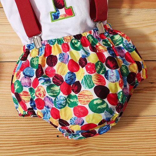 Vista 18 de IDOPIP Traje formal para bebé niño para el primer cumpleaños de Cake Smash con corbatín y tirantes y pantalones cortos para sesión de fotos