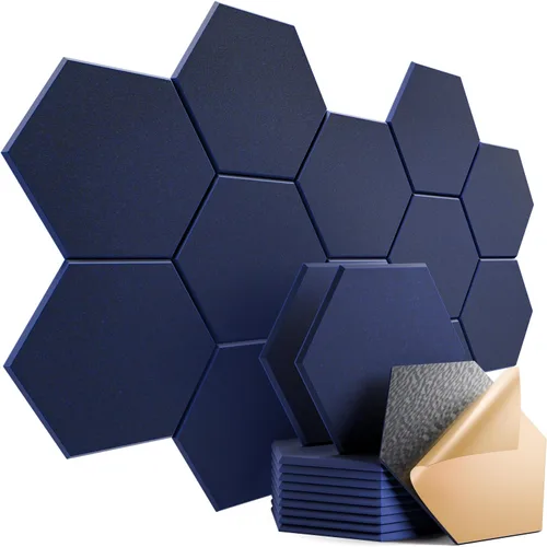 Vista 148 de Paquete de 12 paneles acústicos autoadhesivos de 12 x 10 x 0.4 pulgadas, paneles de espuma a prueba de sonido con alta densidad, elegante diseño