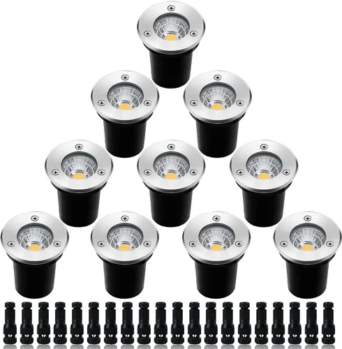 Vista 9 de Paquete de 12 luces LED de bajo voltaje de 3 W, luces de pozo de 12 V/24 V CA/CC, luz impermeable IP67 en tierra e iluminación de paisaje
