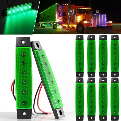Vista 10 de BJZ luces LED para remolque verdes, 6 luces LED, barra de luz de señal de giro, indicador de luz de 3.8" para parte delantera y trasera