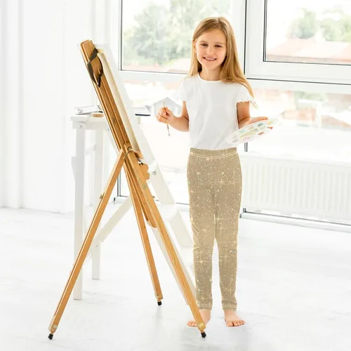 Vista 3 de CaTaKu Gold Shiny Sparkles Leggings for Girls Kids Pants Athletic Tights Girls Leggings