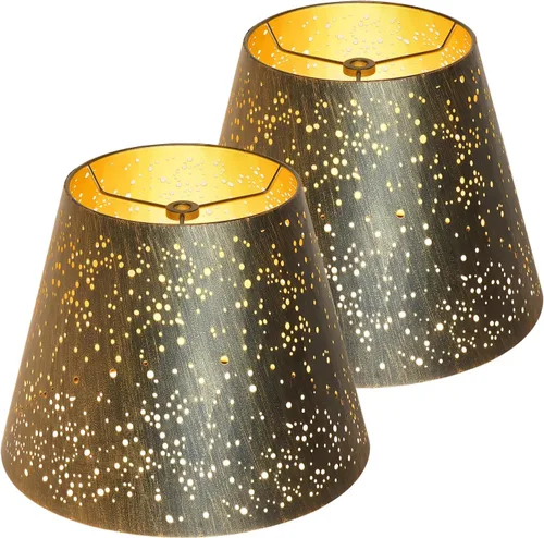 Vista 17 de Pantalla de lámpara de barril pequeño, repuesto de pantalla de flecha grabada de metal Replacement for Table Lamps and Wall Lights, 6'' Top 10