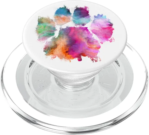 Vista 8 de PopSockets PopSockets PopSockets de perro con estampado de pata de perro rosa y azul abstracto