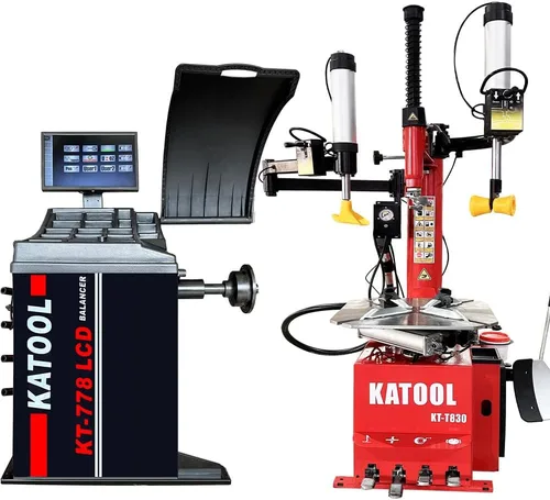 Vista 9 de KATOOL 2.0HP Cambiador de neumáticos Bead Blaster Wheel Balancer Machine Combo KT-T830+KT-B700 Máquina cambiadora de neumáticos Máquina de 2-Rojo