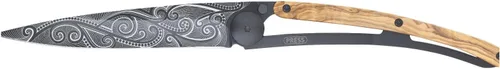 Vista 2 de deejo - Navaja de bolsillo plegable 37G con clip para cinturón - Diseño pacífico, hoja de acero inoxidable de 3.7 pulgadas, acabado de titanio