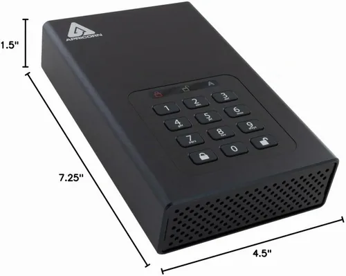 Vista 7 de Apricorn 2TB Aegis Padlock DT 256-Bit Cifrado USB 3.0 Disco duro (ADT-3PL256-2000)