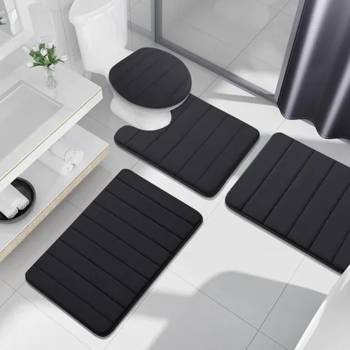 Vista 7 de Buganda Juego de 2 alfombras y tapetes de baño de espuma viscoelástica, lavables a máquina, suaves, antideslizantes, absorbentes, para baño, ducha