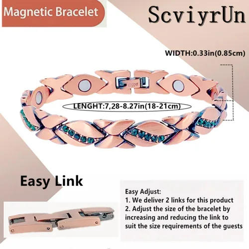 Vista 3 de Pulseras magnéticas de cobre para mujer - 99.99% pulseras magnéticas de cobre puro