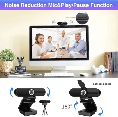 Vista 6 de GoHZQ Cámara web 4K con micrófono y cubierta de privacidad, cámara USB Ultra HD de 8 MP para computadora/portátil/Switch 2, videollamadas Pro