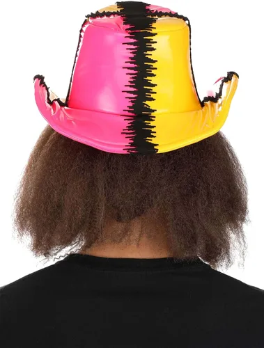 Vista 5 de FUN Costumes Pink & Yellow Macho Man Randy Savage Deluxe Cowboy Hat