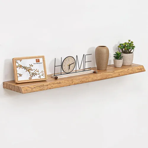 Vista 22 de Estantes flotantes para decoración de pared, estantes rústicos de madera recuperada de 24 x 8 pulgadas, estantes de montaje en pared resistentes