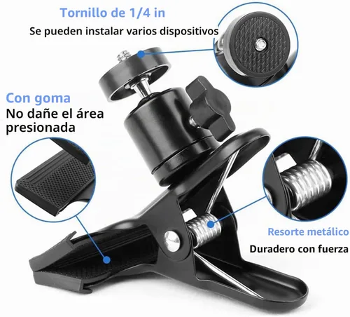 Vista 6 de PRAQECZ Soporte de teléfono con abrazadera de clip, soporte para teléfono celular para escritorio/mesa/puerta de cristal/deflector