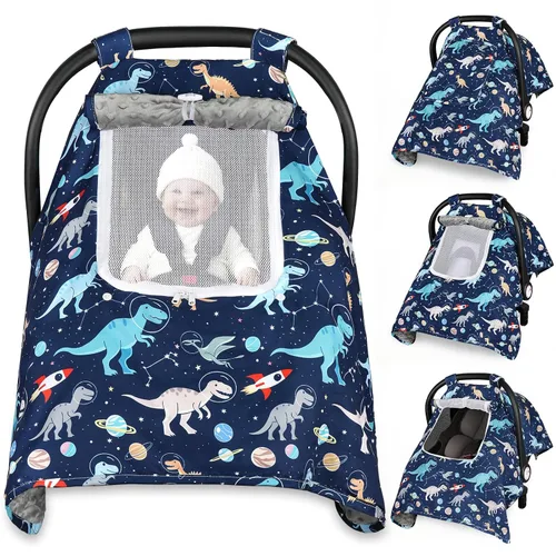 Vista 10 de Funda para Asiento de Coche para Bebé, Fundas para Asiento de Coche para Bebé con 2 Capas, Ventanas Transpirables, Funda para Asiento de Coche