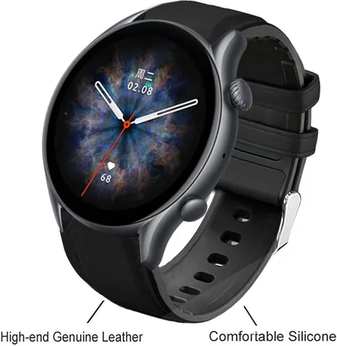Vista 2 de Lamshaw Correa compatible con Amazfit GTR 3 Pro, correa de repuesto de silicona de cuero transpirable compatible con Amazfit GTR 2 / GTR 3 / GTR 3