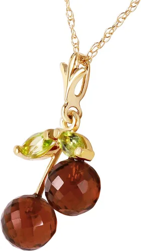 Vista 3 de Galaxy Gold GG Collar con colgante de peridoto de cerezo de oro macizo de 14 quilates de 1,45 quilates