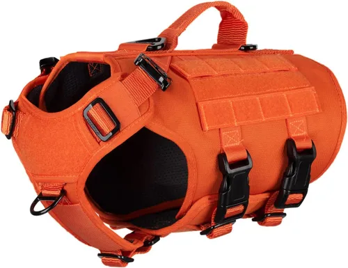 Vista 24 de ICEFANG GN3 Arnés táctico para perro con hebilla 6X, chaleco Molle para perro con asa, cobertura corporal 3/4, panel de gancho y bucle para parche