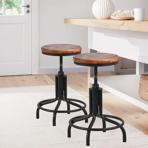 Vista 8 de Topower Diseño industrial antiguo de metal de altura ajustable para cocina, comedor, desayuno, taburete de bar de estilo industrial totalmente