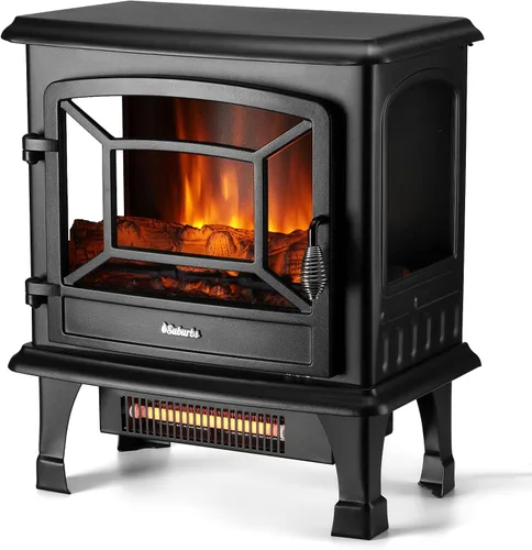 Vista 10 de TURBRO Suburbs TS17 - Estufa eléctrica compacta para chimenea, calentador independiente de 18 pulgadas con llama realista, certificado CSA