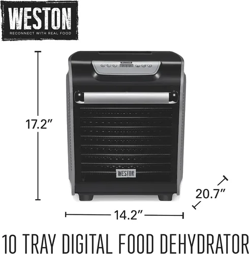 Vista 8 de Weston - Máquina deshidratadora de alimentos para cecina, frutas, carne, hierbas y verduras Precision Digital Temperature Control (90°-160°F) 10