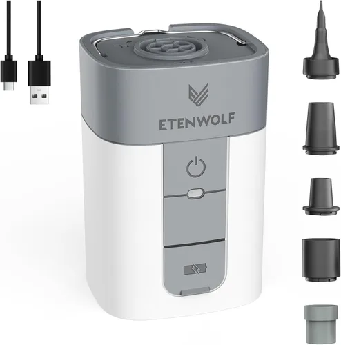 Vista 8 de ETENWOLF AIR 5 - Bomba de aire para inflables, bomba de aire eléctrica portátil con batería de 5200 mAh, inflador rápido y desinflador 4X, bomba