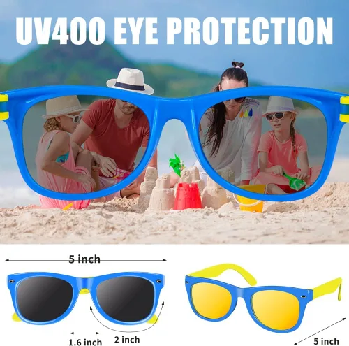 Vista 4 de Gafas de sol para niños a granel, gafas de sol neón con protección UV400 para niños y niñas