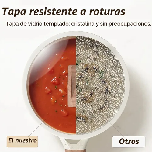 Vista 6 de Cacerola antiadherente de cerámica con tapa, olla pequeña antiadherente de 2.0 cuartos de galón con mango que se mantiene fresco, olla de cocción