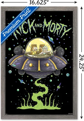 Vista 3 de Trends International Rick And Morty - Póster de pared de barco, 14.725 x 22.375 pulgadas, versión enmarcada de madera de granero