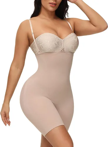 Vista 6 de Fajas moldeadoras con control de abdomen para mujer, sin costuras, faja colombiana, adelgazante, busto abierto, medio muslo, moldeador de cuerpo