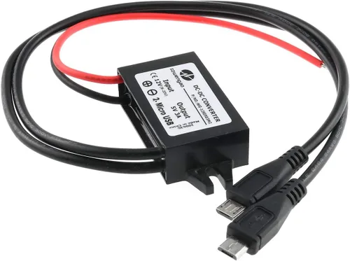Vista 3 de E-outstanding Módulo convertidor de CC 12 V a 5 V 3 A, regulador reductor, convertidor de potencia de coche con cable micro USB doble convertidor