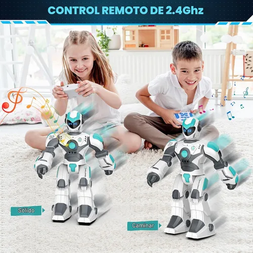 Vista 5 de VATOS - Robot a control remoto para niños extra grande, juguete RC programable de 15.4" con canto, baile, detección de gestos y control de voz