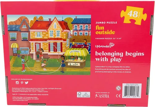 Vista 5 de Upbounders - Fun Outside - Rompecabezas de piso de 48 piezas, rompecabezas multicultural para principiantes con niños afroamericanos, niños y niñas